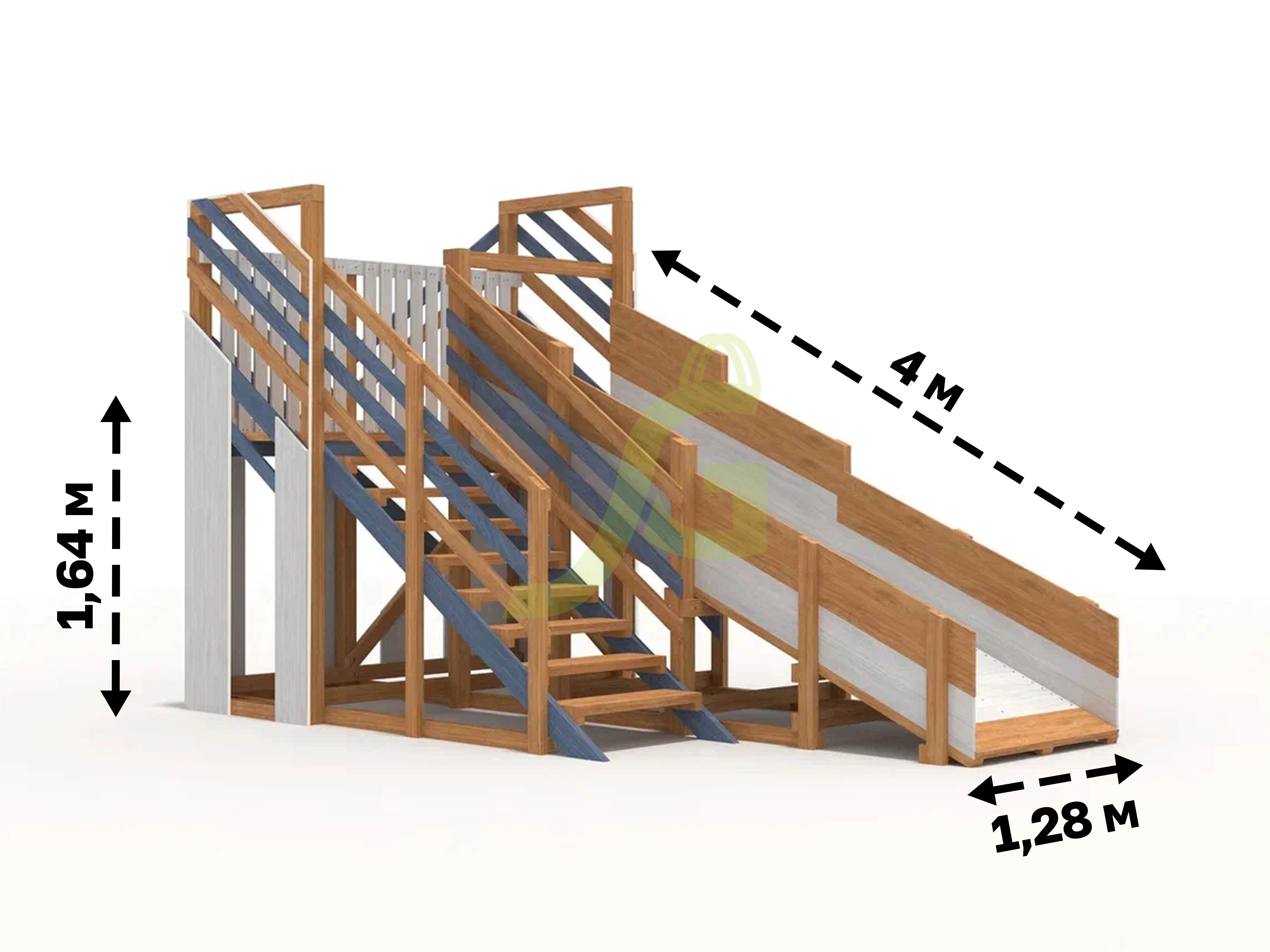 Деревянная зимняя горка "IgraGrad Snow Fox", длина ската 4 м мод.3