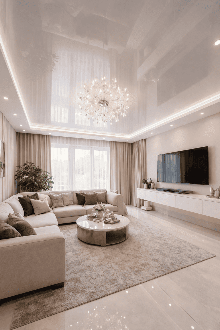 натяжной потолок с точечными светильниками с точечными светильниками