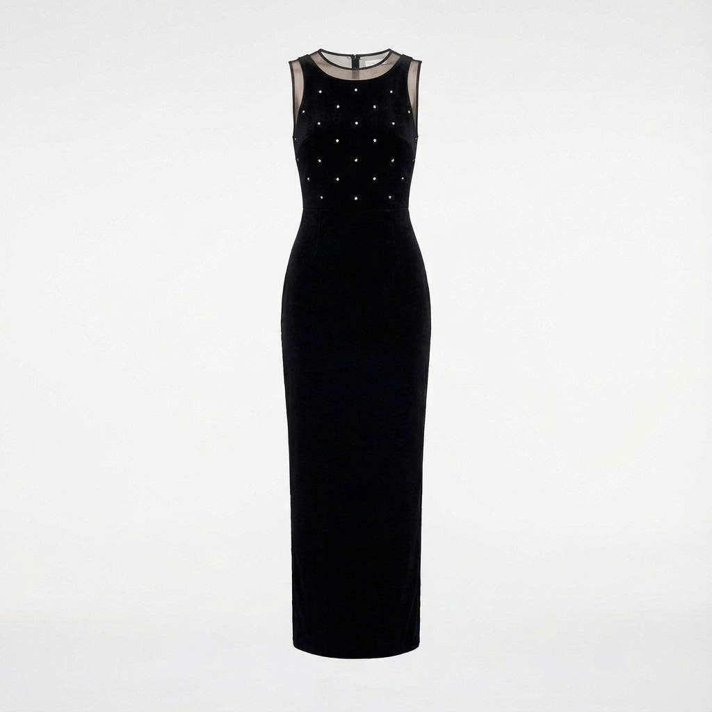 Платье из шёлкового бархата со стразами