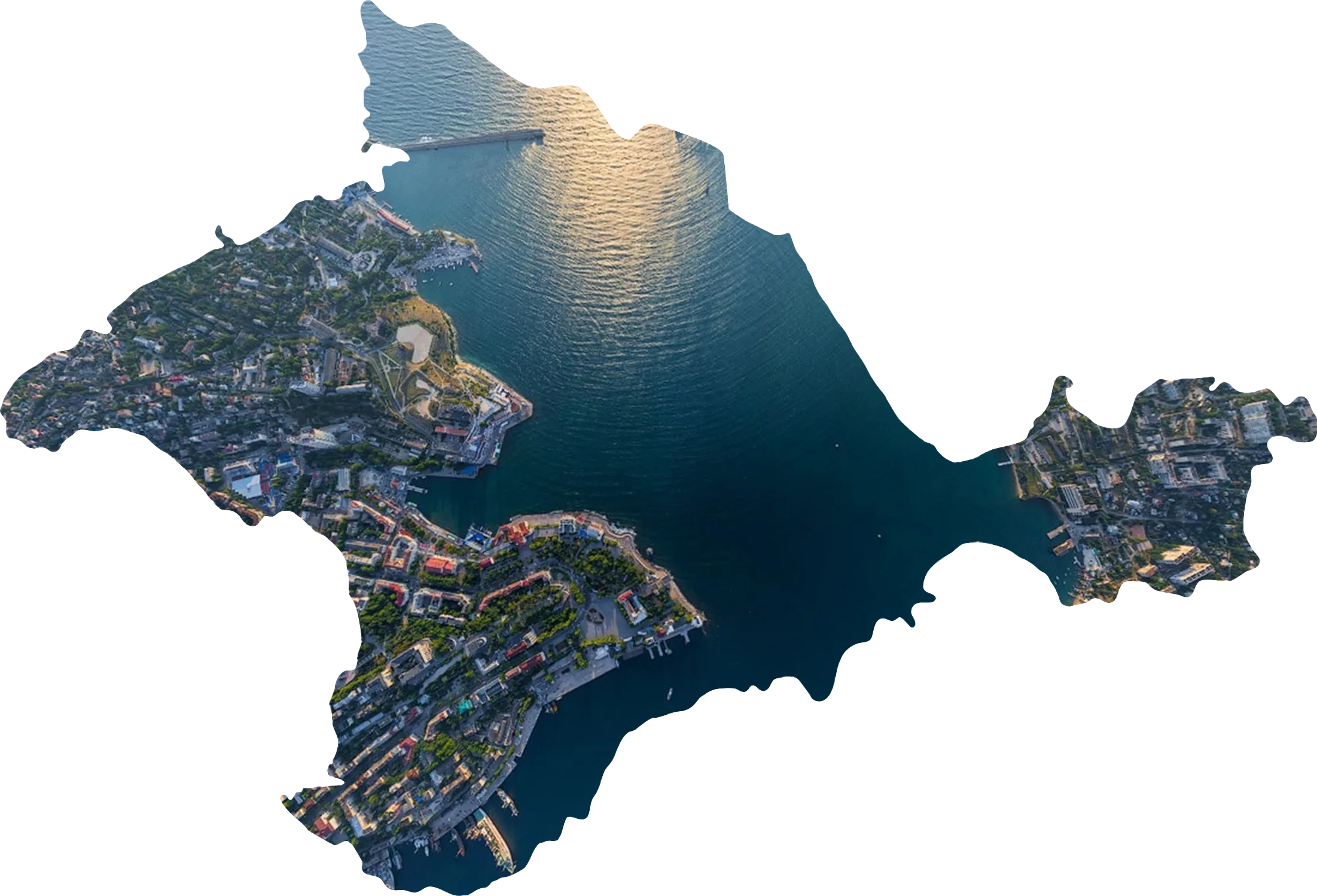 панорама на Крым сверху в рамке полуострова