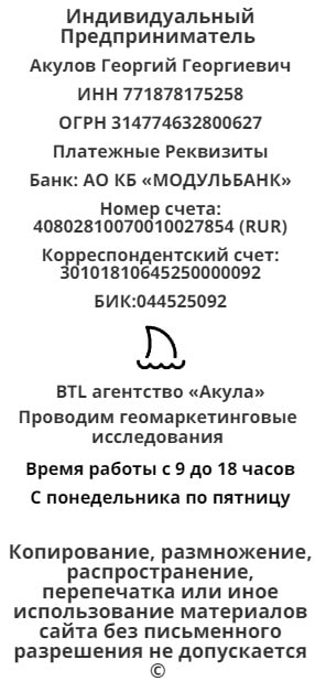 Реквизиты агентства замера пешеходного трафика в г. Инта