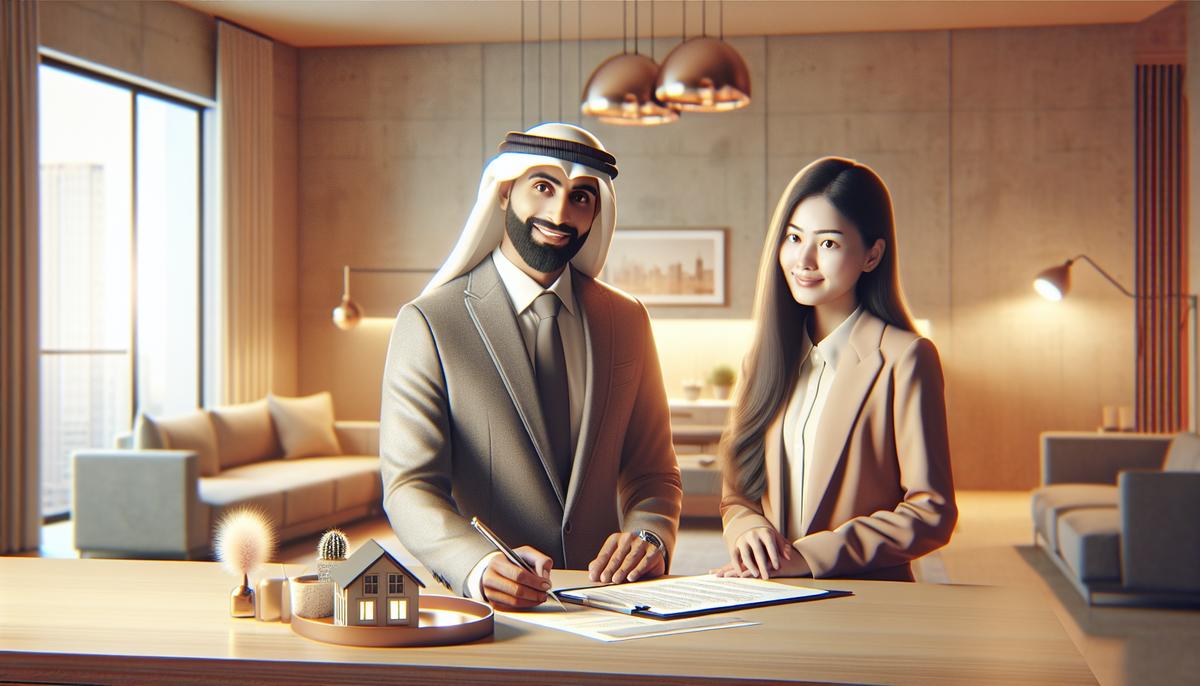 Владелец квартиры обсуждает управление с агентом