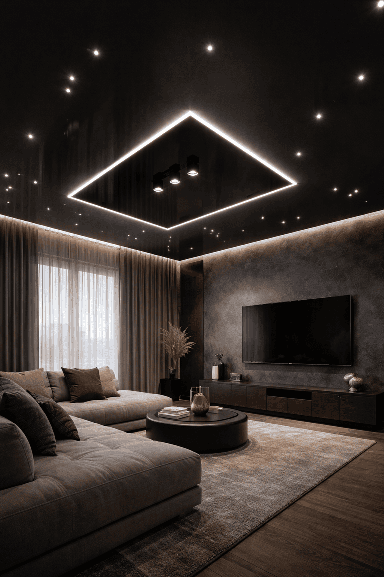 натяжной потолок с точечными светильниками с точечными светильниками