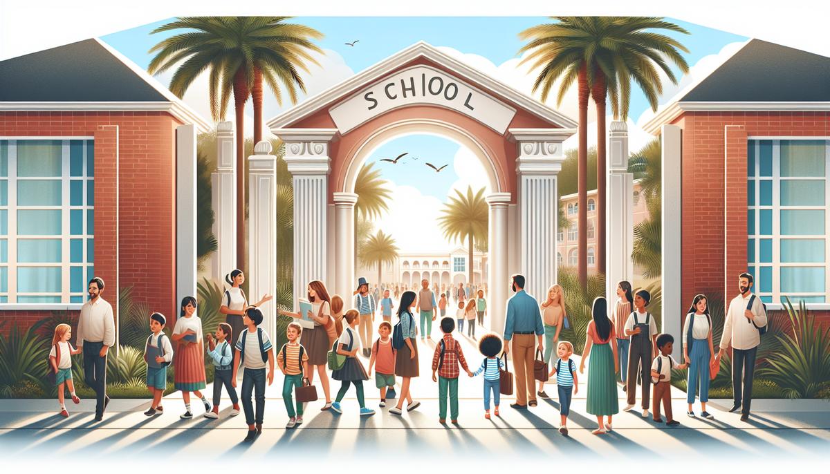 Дети и родители у входа в школу в Батуми