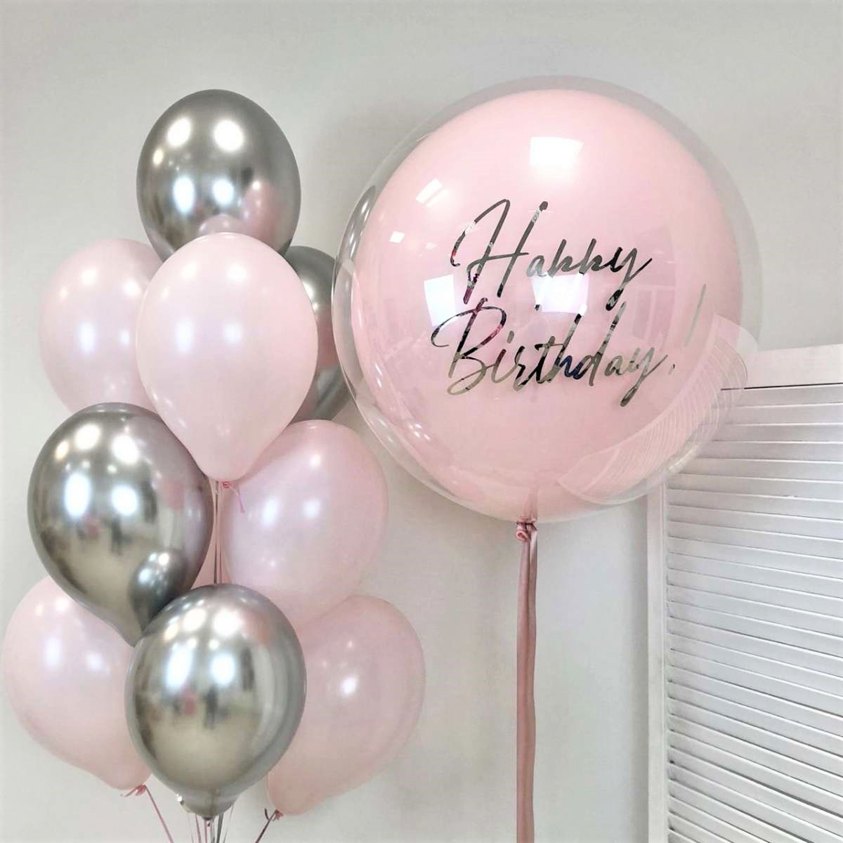 Cтеклянный шар с надписью Happy Birthday и связка из 10 шаров 