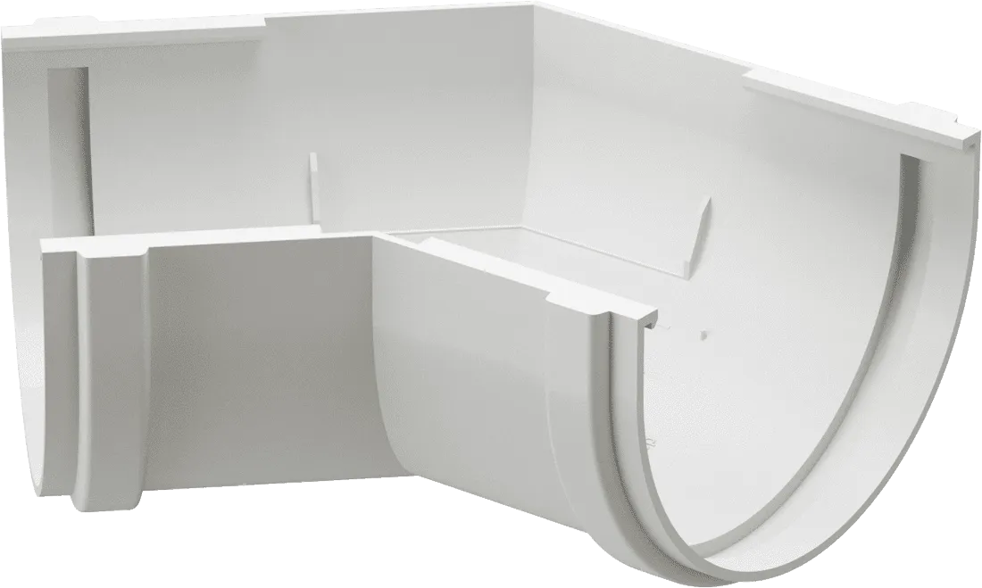 Угол жёлоба универсальный 135° d120 мм Docke Premium, Пломбир (RAL9003)