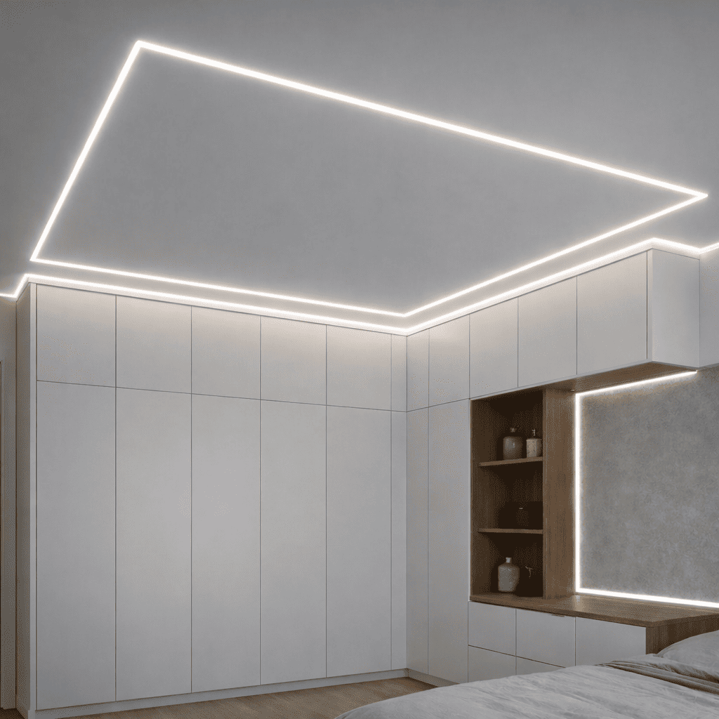 натяжной потолок с точечными светильниками с точечными светильниками