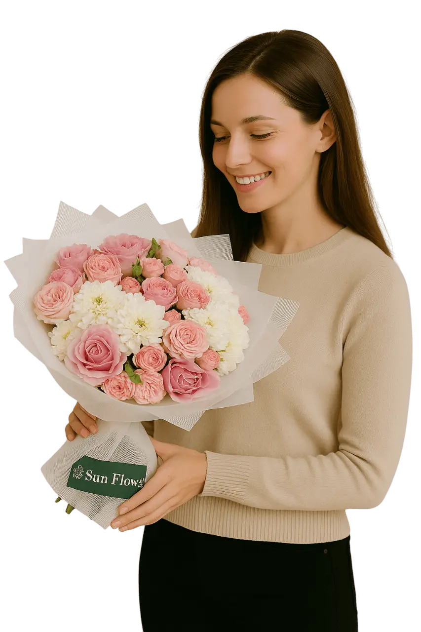 девушка с цветами