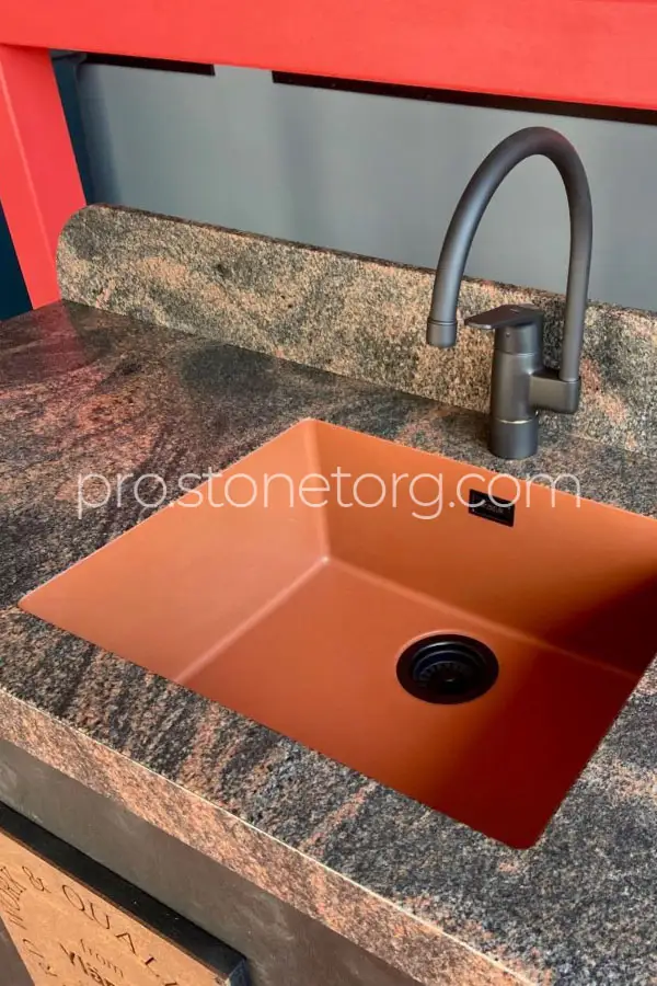 красный желтый оранжевый гранит столешница Аврора Финляндия плиты облицовка из гранита фото оптом москва