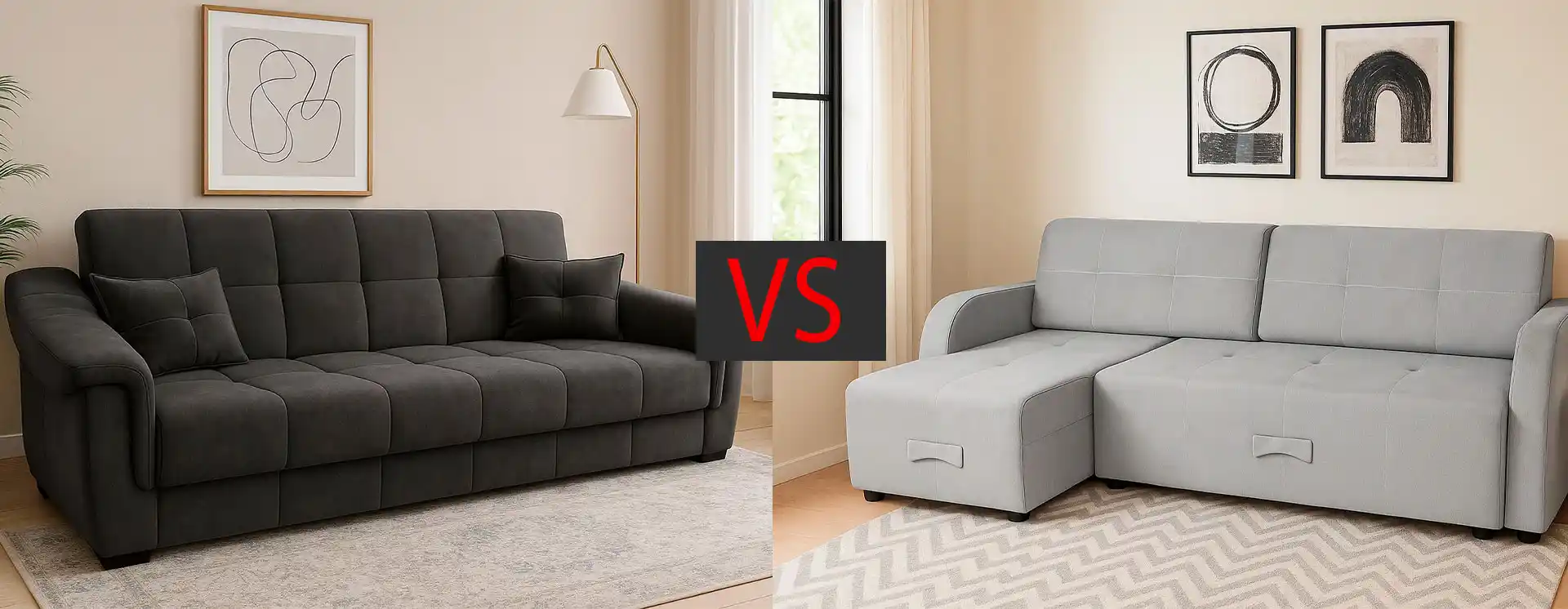 Сравнение прямого и углового дивана по сценариям