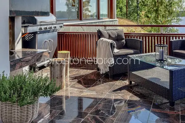 Гранитная плитка на пол плита красная желтая оранжевая из финского гранита Аврора Финляндия оптом москва