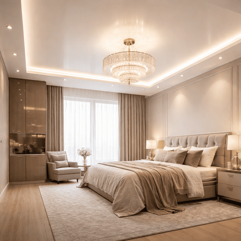 натяжной потолок с точечными светильниками с точечными светильниками