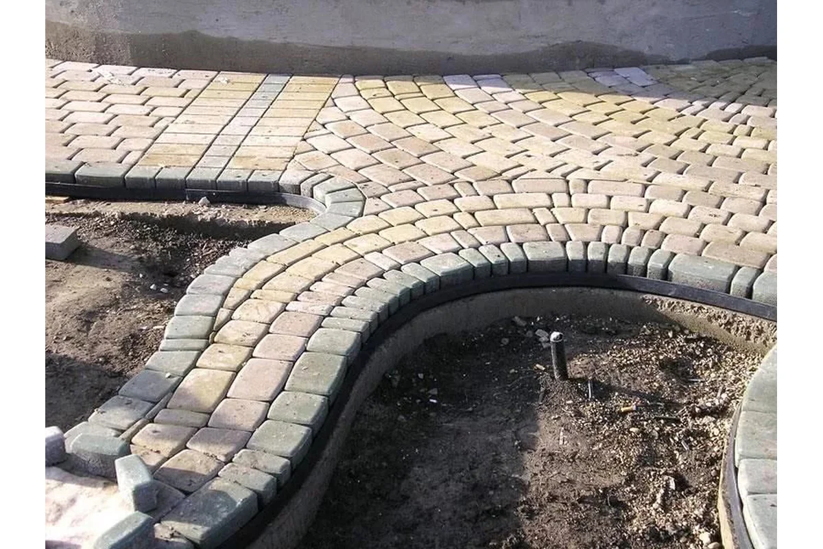 Укладка тротуарной плитки Бордюр пластиковый 3000*78*70 — фактура nan, цвет Черный, вид 3