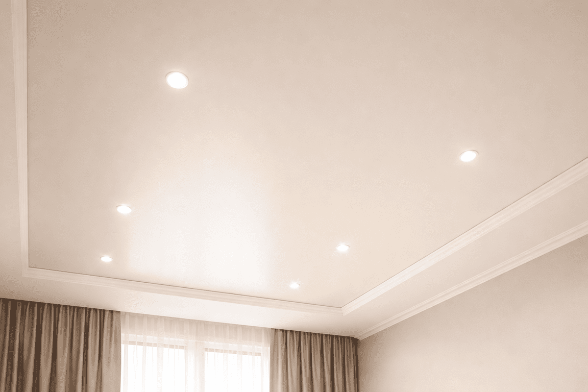 натяжной потолок с точечными светильниками с точечными светильниками