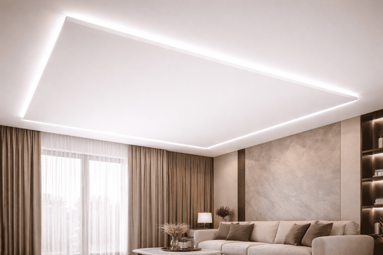 натяжной потолок с точечными светильниками с точечными светильниками