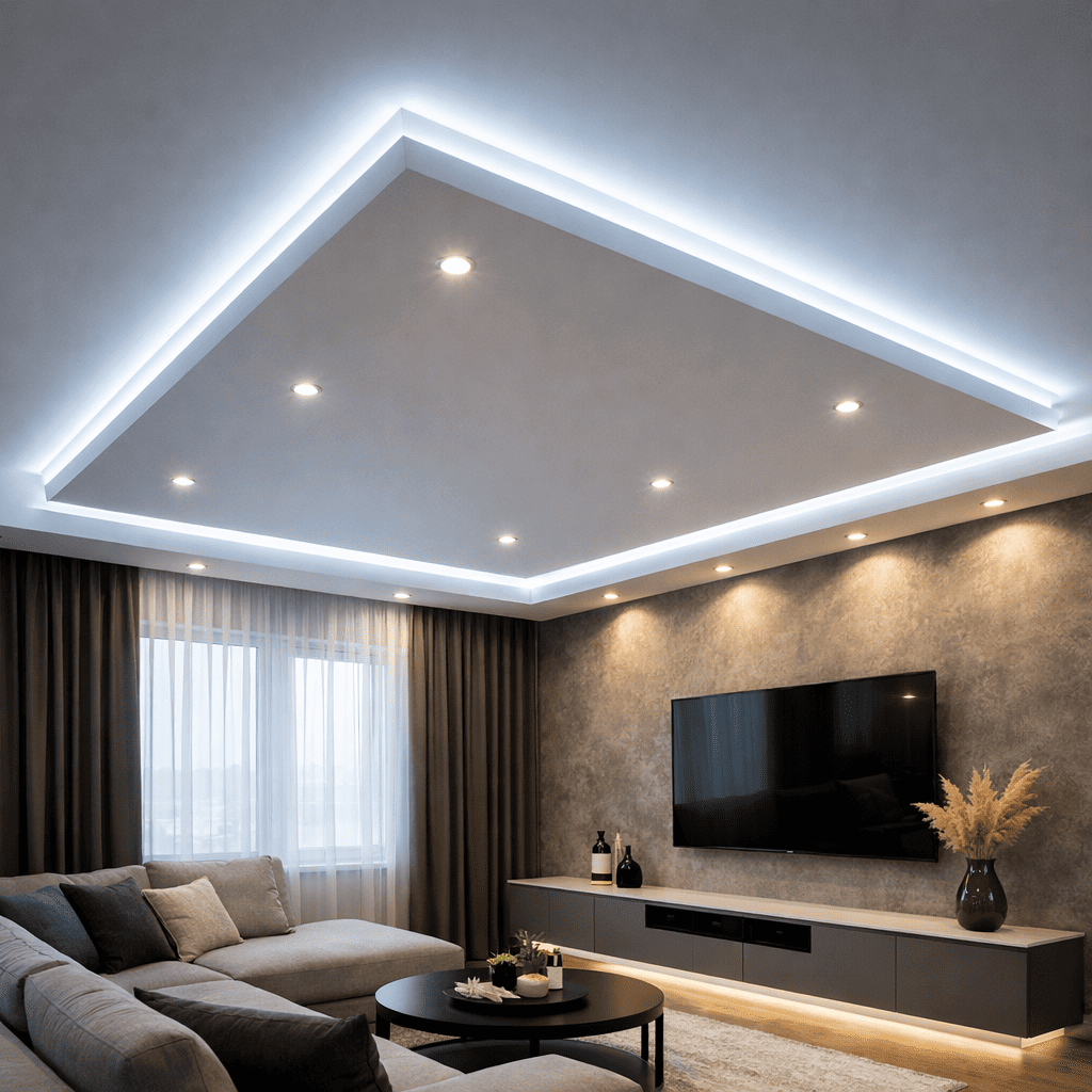 натяжной потолок с точечными светильниками с точечными светильниками