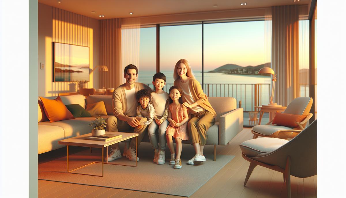 Сколько стоит жизнь в Батуми для семьи Семья у окна квартиры с видом на Батумский берег