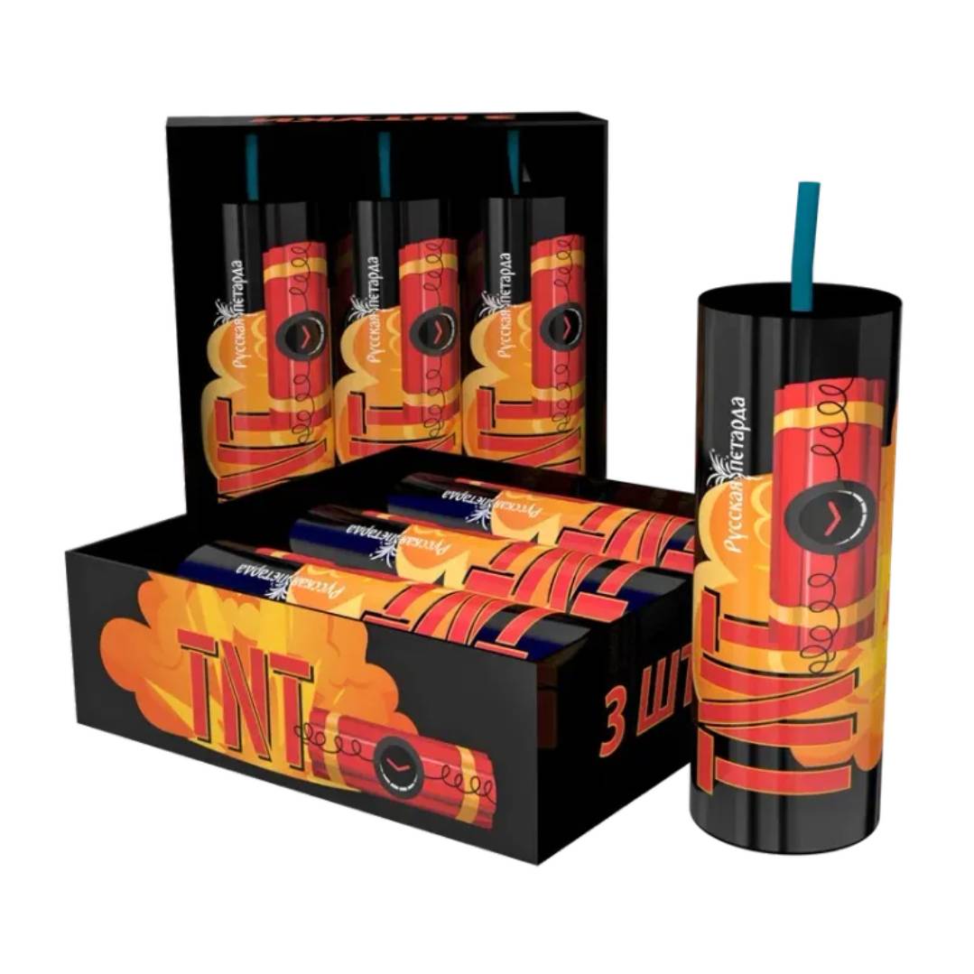 Салют П3711  Петарды TNT (3 шт), 3 залпов,  калибр