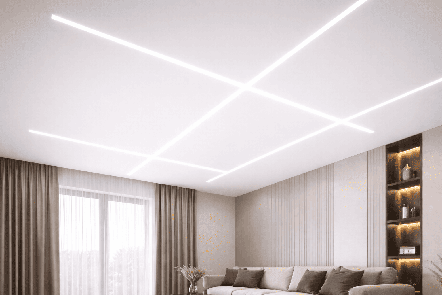 натяжной потолок с точечными светильниками с точечными светильниками