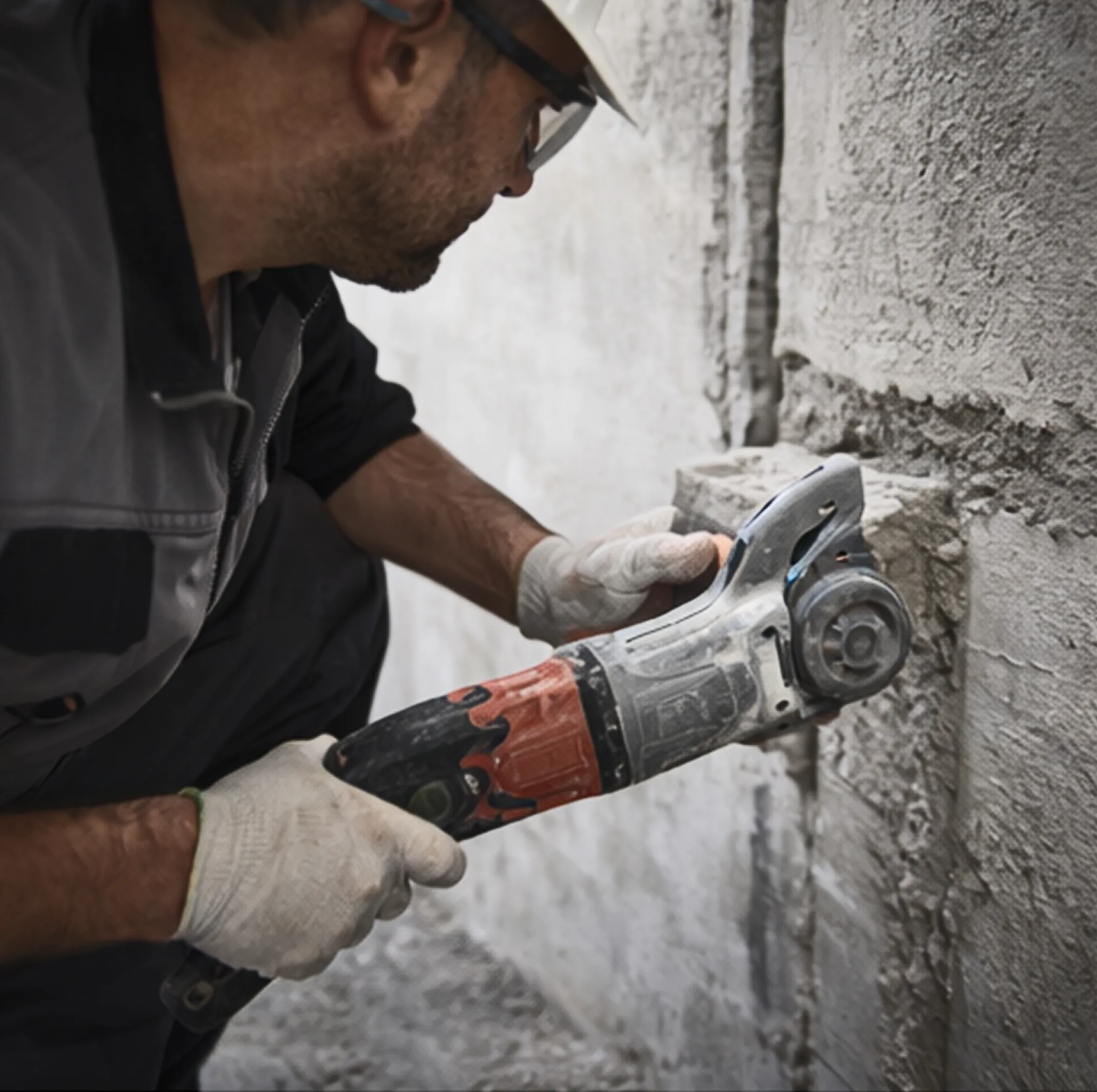 Выполнение штроб в стенах для скрытой прокладки электрических кабелей Штробление стен под прокладку электропроводки