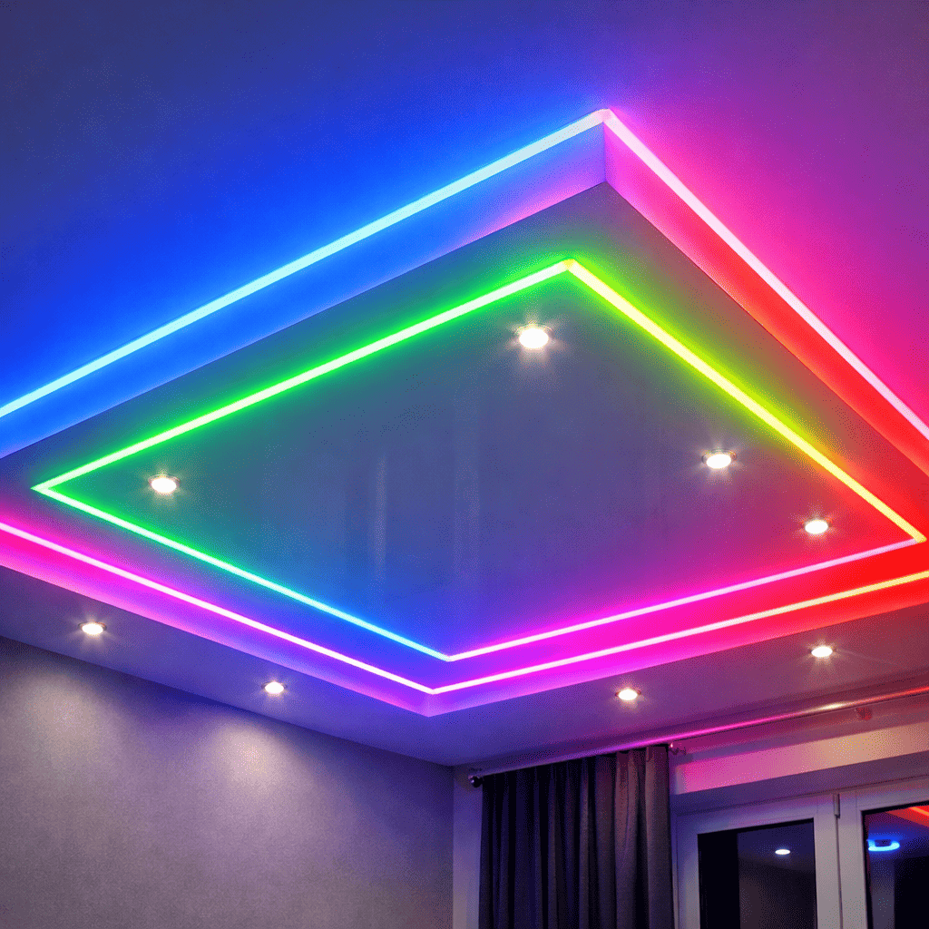 натяжной потолок с точечными светильниками с точечными светильниками