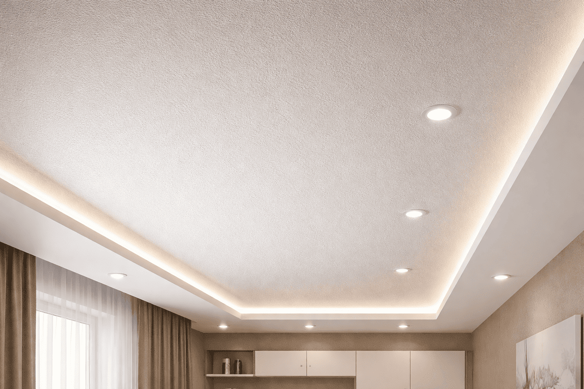 натяжной потолок с точечными светильниками с точечными светильниками