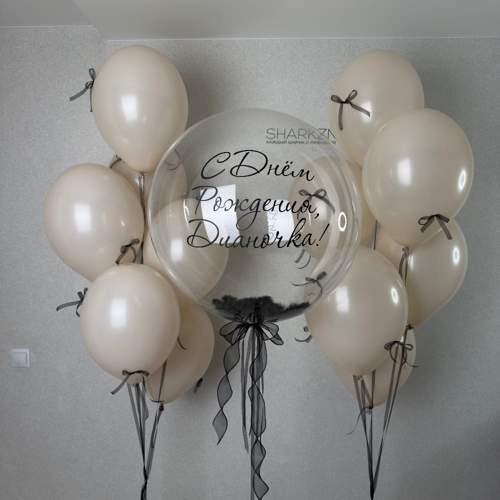 Кремовые шары с бантиками для доченьки