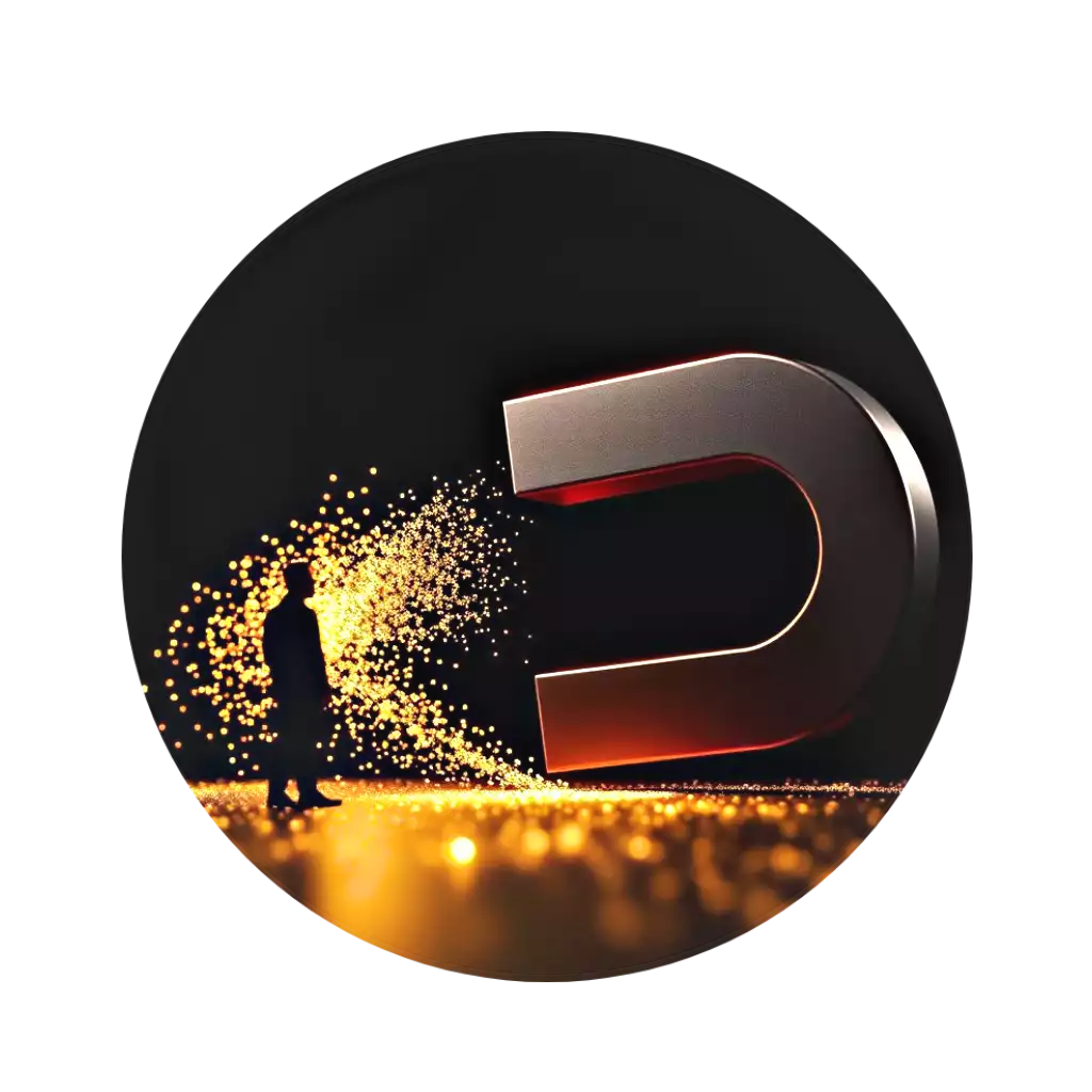 Магнит притягивает силуэт человека - статья о вебинарах и онлайн-мероприятиях для лидогенерации