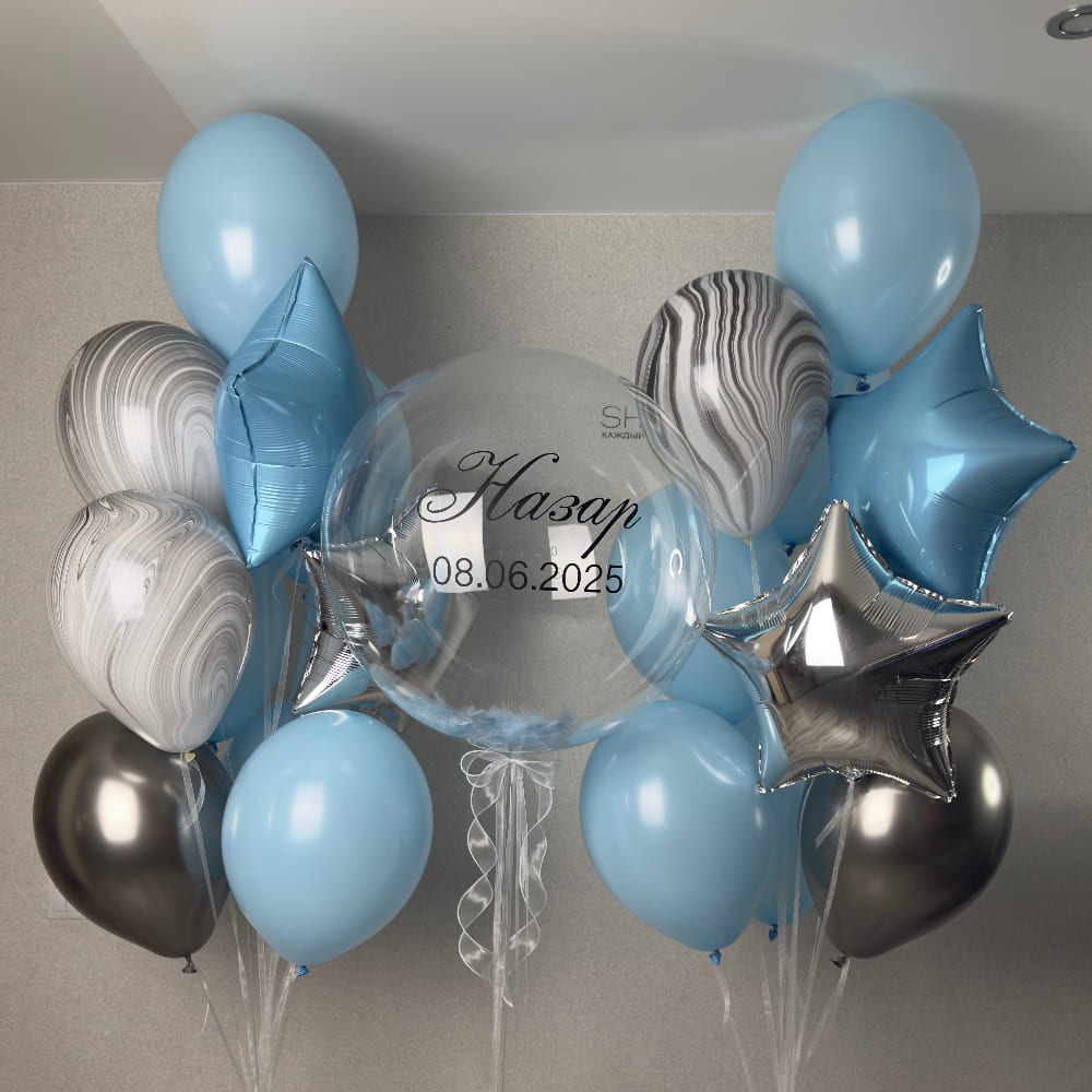 Большой шар с метрикой и 2 связки шаров