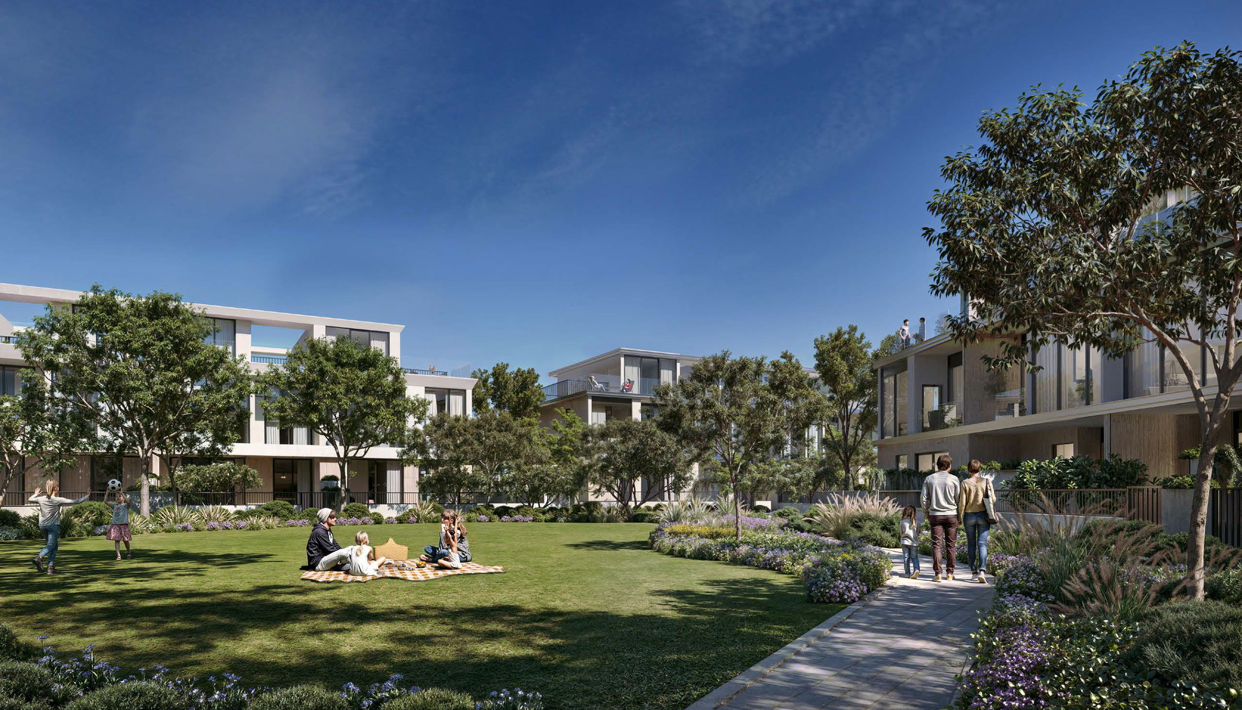 Futuristic Greenway 2 townhouses in Emaar South, Dubai, surrounded by green spaces