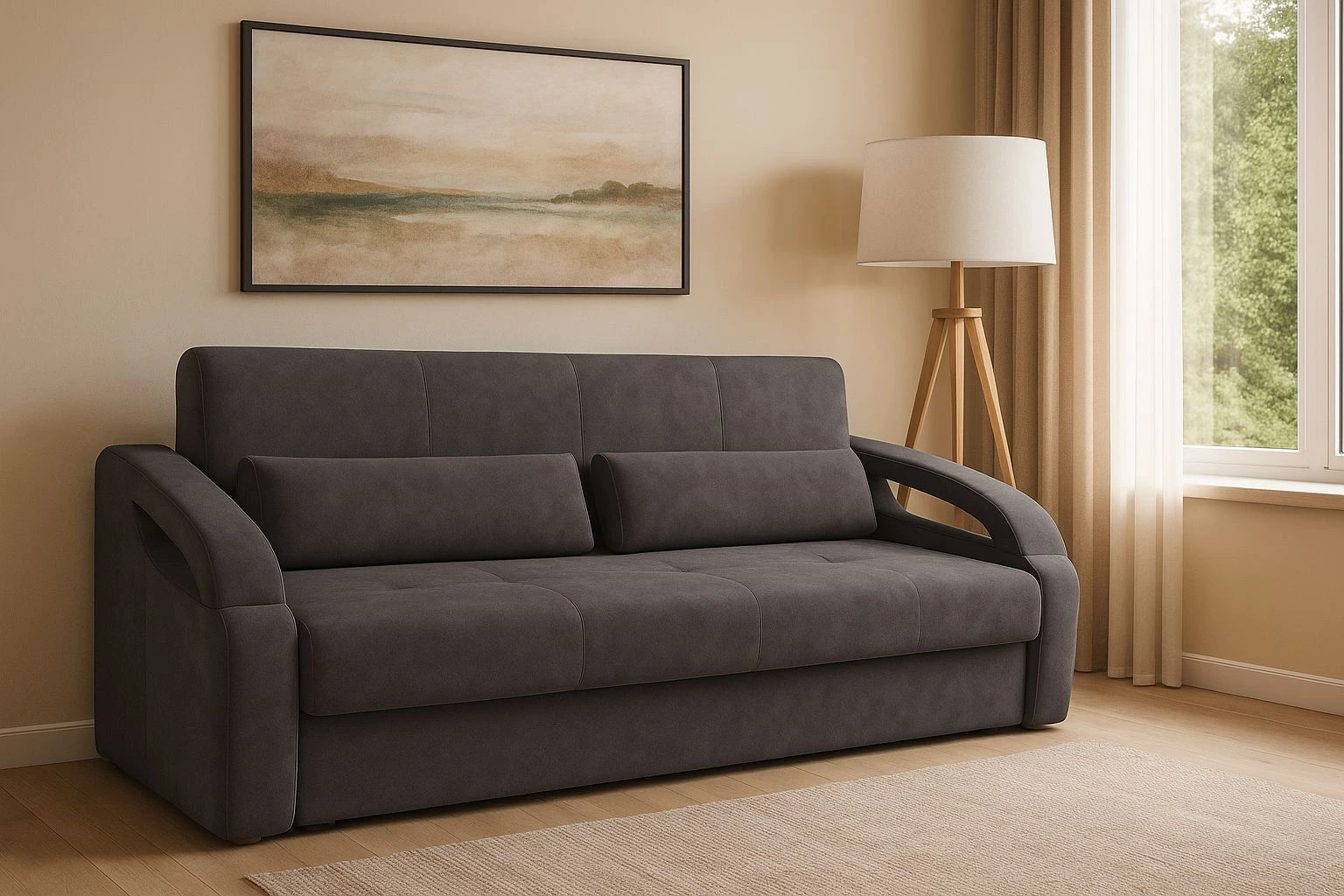 Диван островом зонирование студии