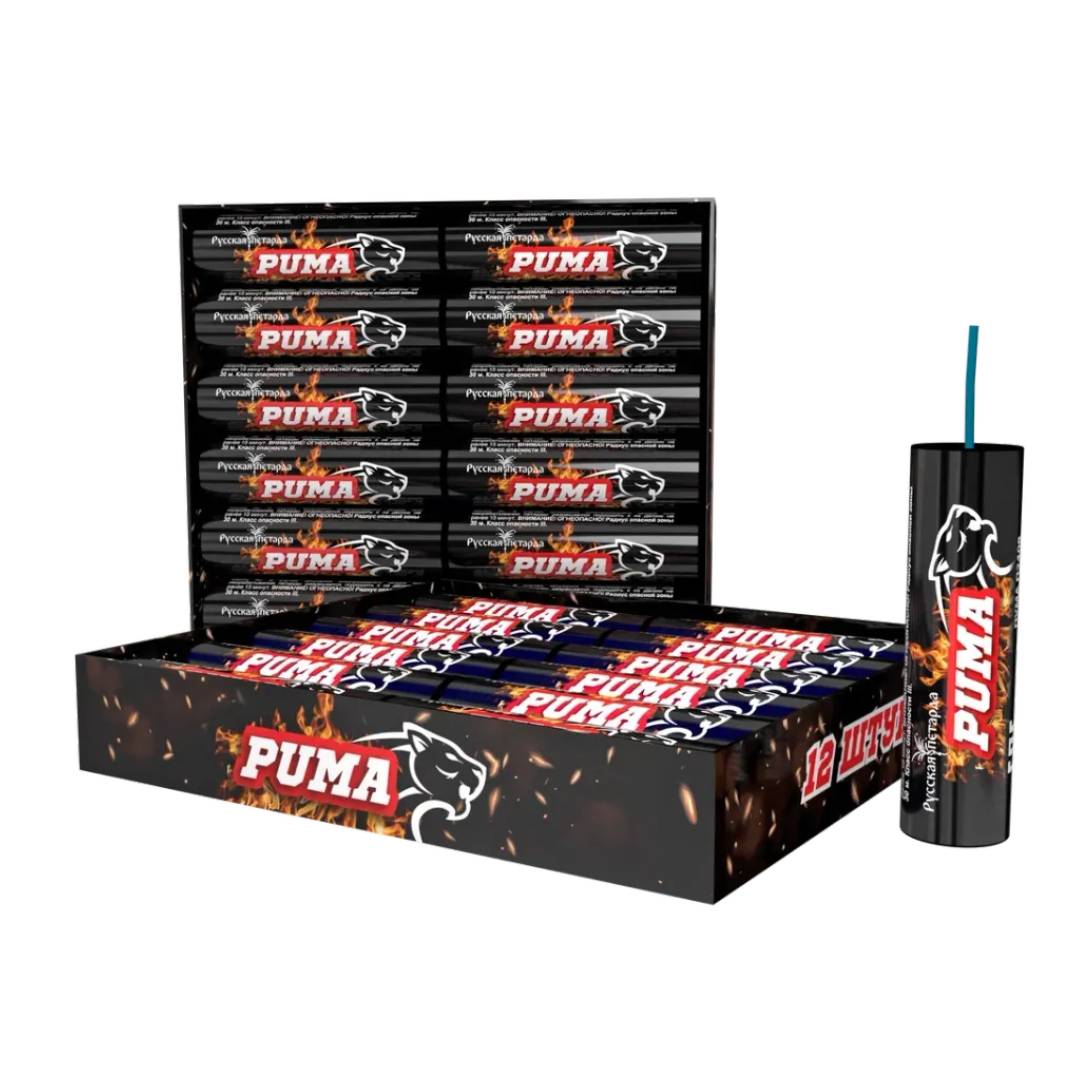 Салют П2461  Петарды ПУМА PUMA (12 шт), 12 залпов,  калибр