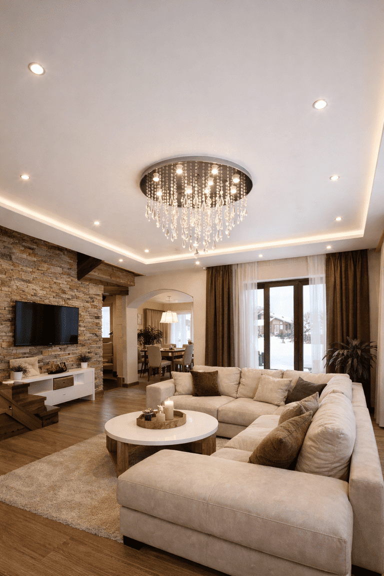 натяжной потолок с точечными светильниками с точечными светильниками