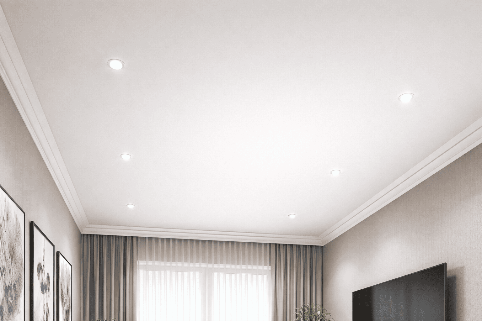 натяжной потолок с точечными светильниками с точечными светильниками