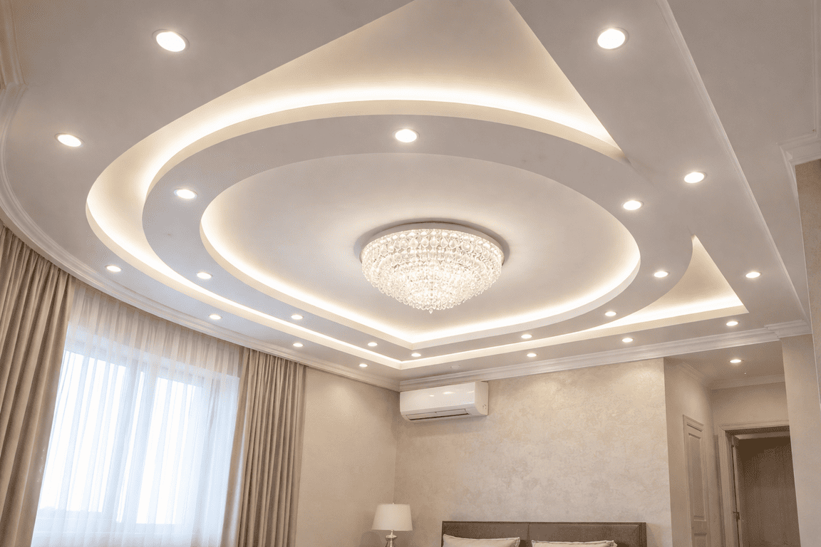 натяжной потолок с точечными светильниками с точечными светильниками