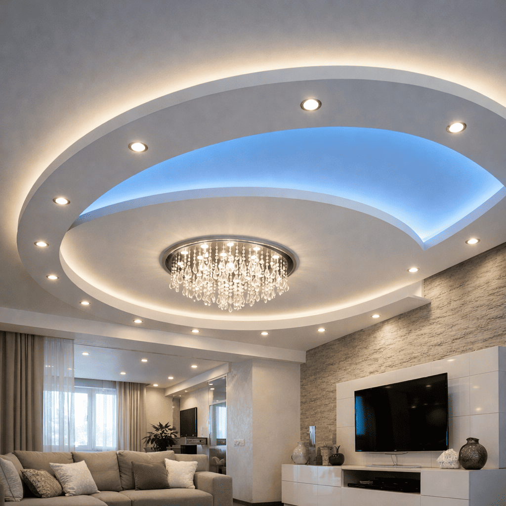 натяжной потолок с точечными светильниками с точечными светильниками