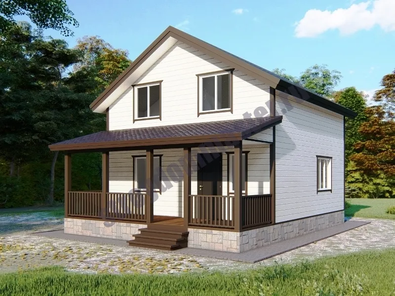 Каркасный дом РУБИН С ТЕРРАСОЙ 7Х9