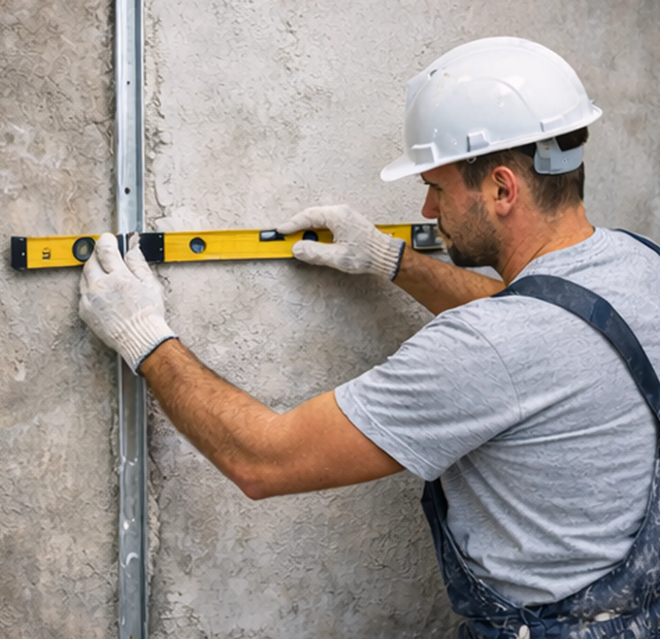 Установка маяков для выравнивания стен под механизированную штукатурку