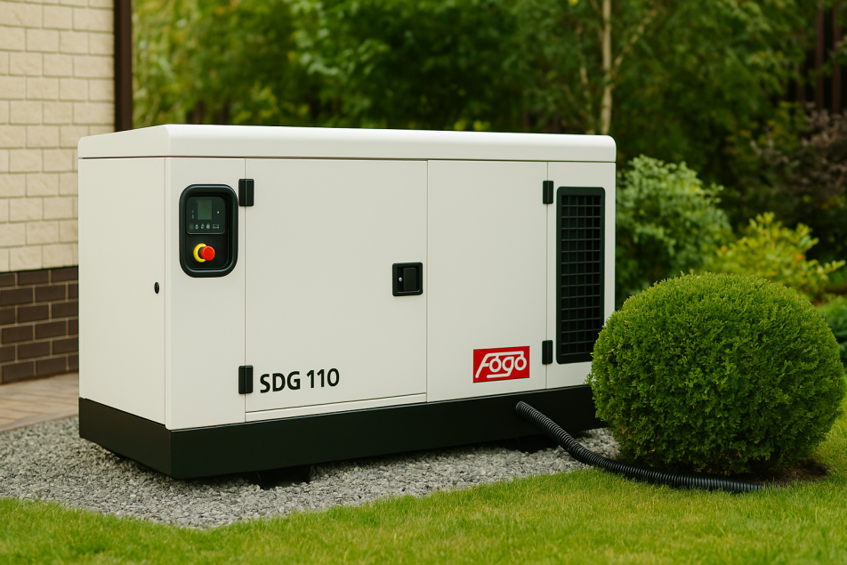 Генератор Fogo SDG 110 в кожухе на участке клиента