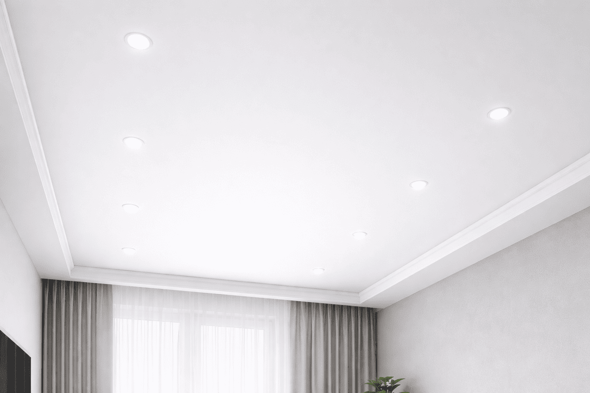 натяжной потолок с точечными светильниками с точечными светильниками