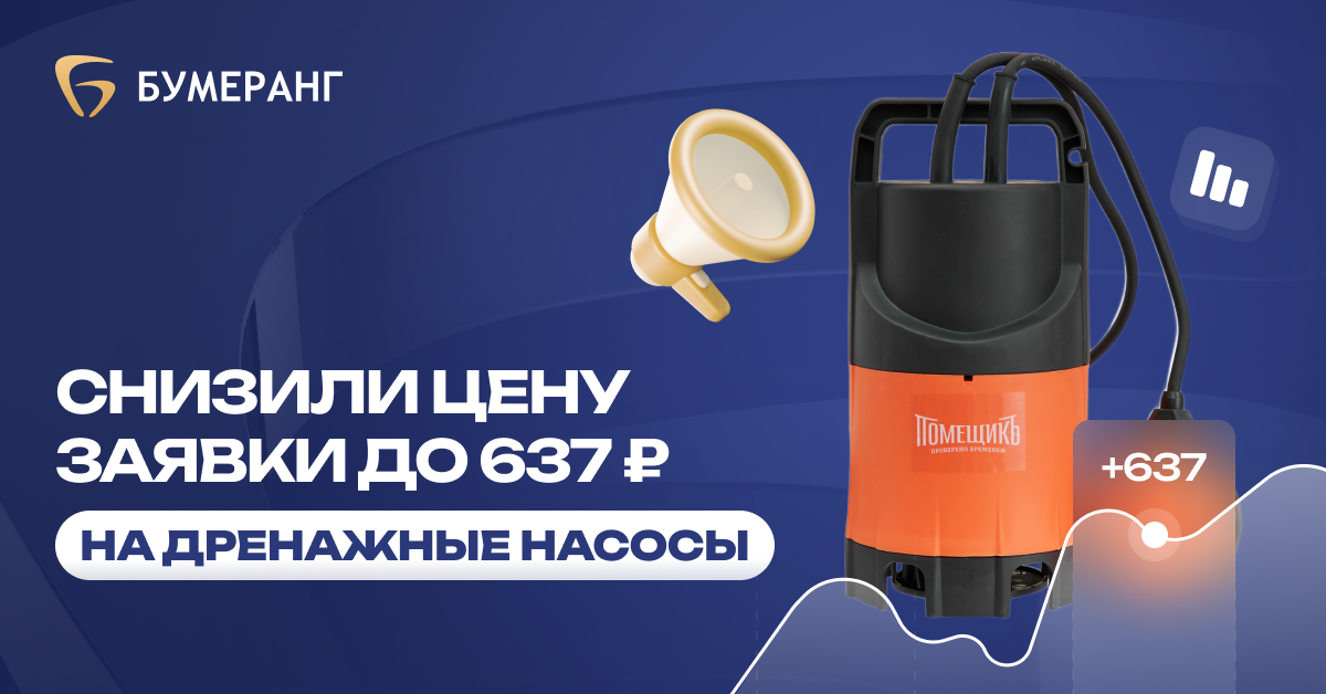 Как мы снизили стоимость заявки до 637 ₽ для продажи дренажных насосов в B2B с бюджетом 102 159 ₽