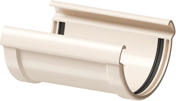 Соединитель желобов d141 мм Docke Lux, Латте (RAL8019