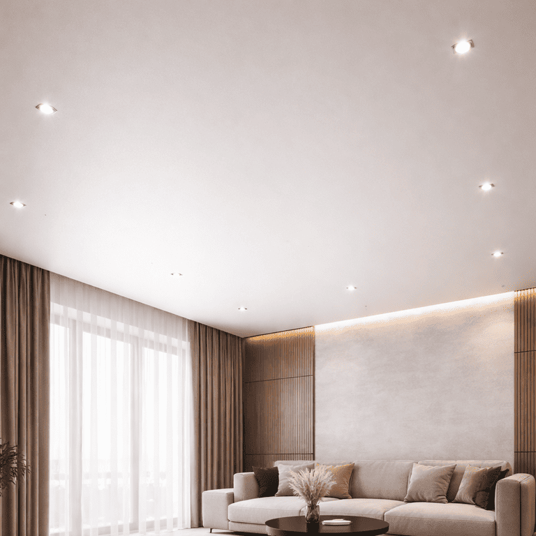 натяжной потолок с точечными светильниками с точечными светильниками