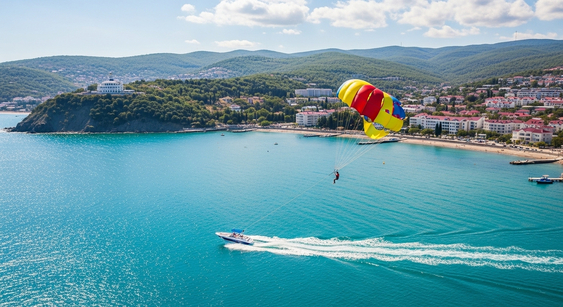 Парашют на катере