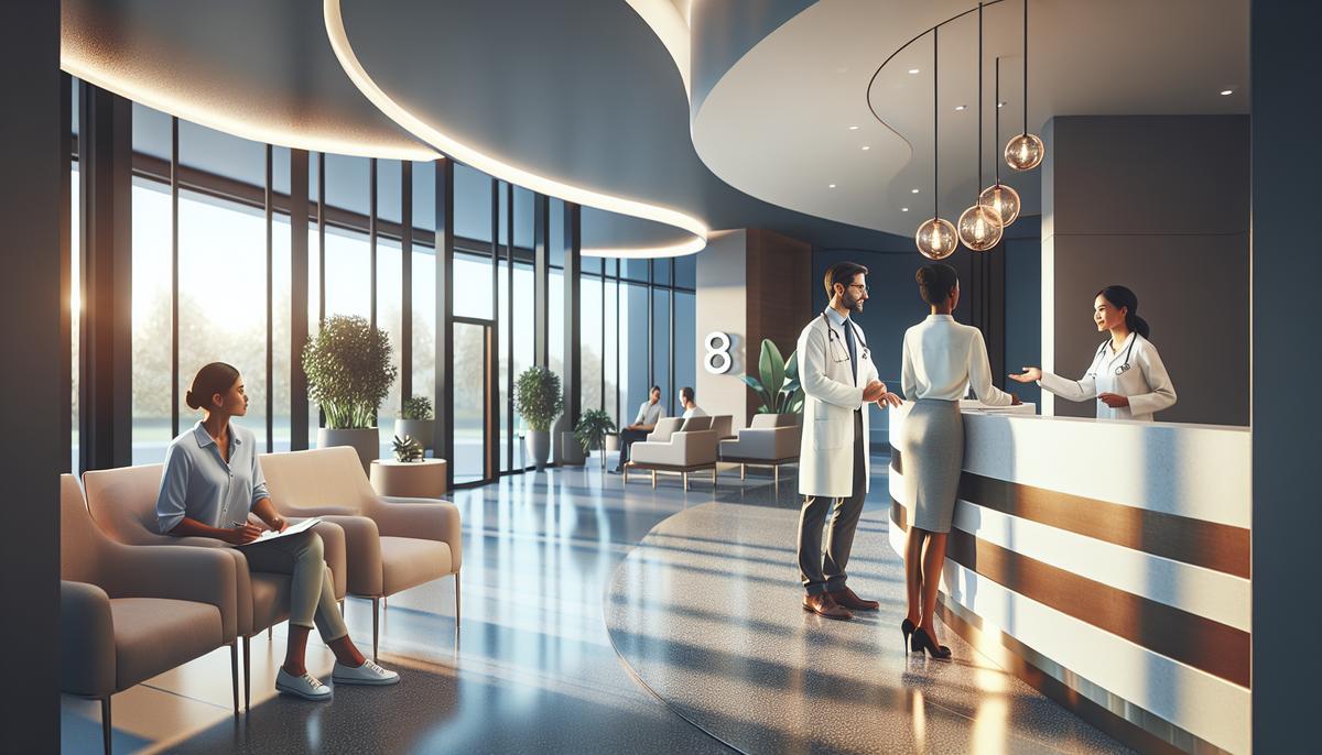 Пациенты и врач в современной клинике Грузии