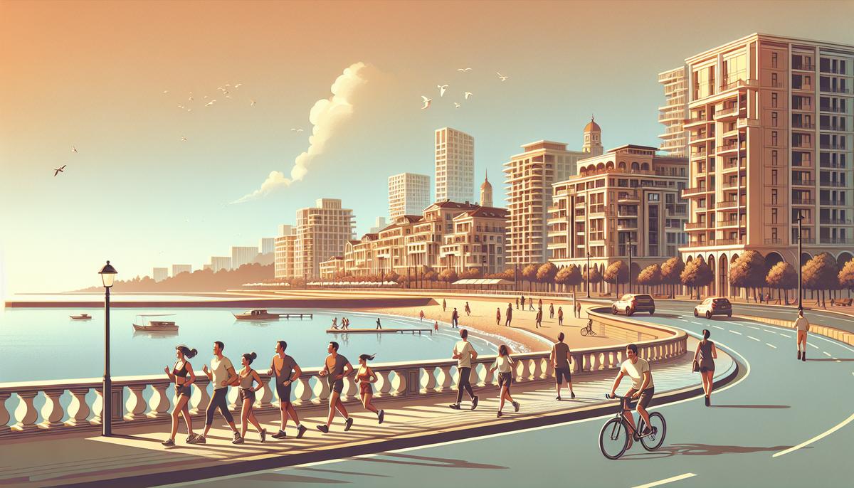 Вид на набережную и современные жилые дома в Батуми