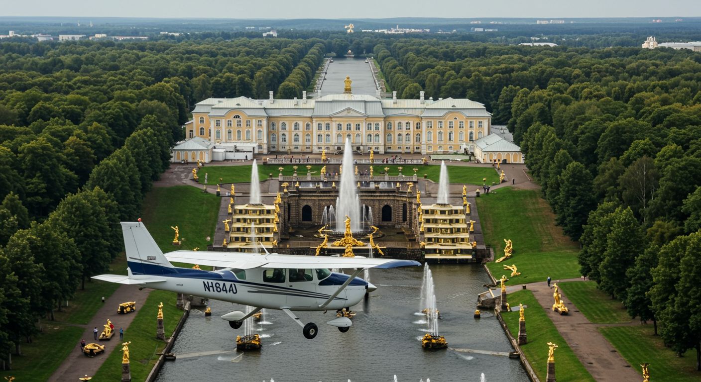 Полет на CESSNA 172 над Петергофом