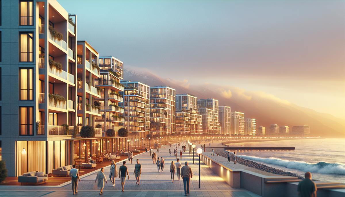 Панорама Батуми с морем и жилыми домами