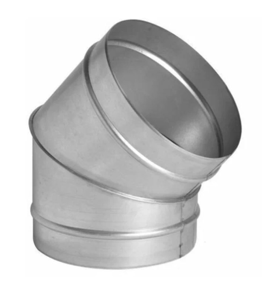 Элементы для воздуховодов из оцинкованной стали. Отвод. Угол 45