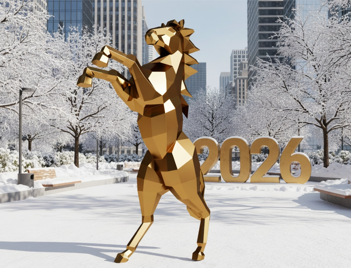 Полигональная фигура Конь на дыбах